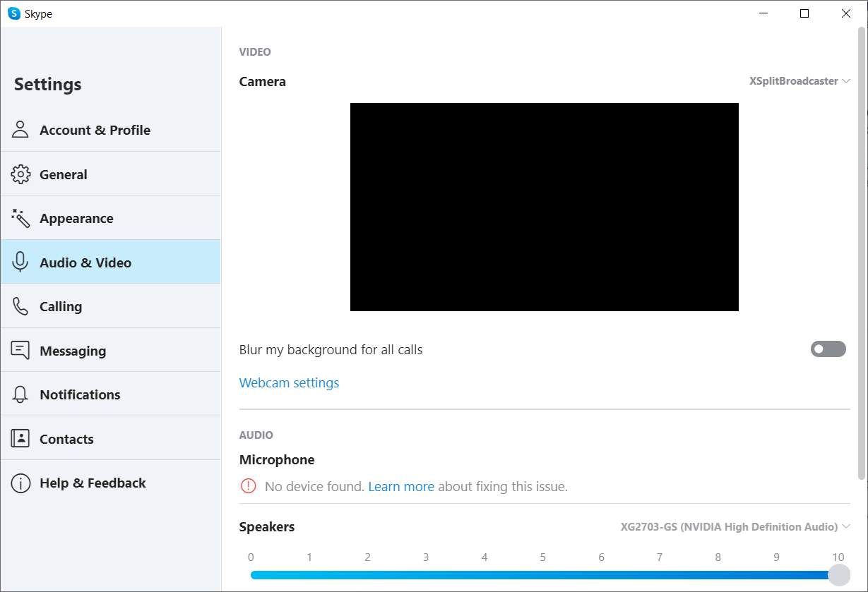 Skype settings audio and video